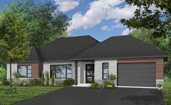 Accessible Handicap House Plans house plans: Single-story accessible house plan exterior with a no-step entry and | Monster House Plans