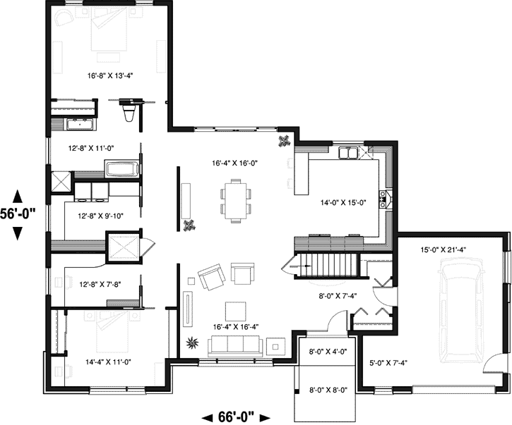Accessible Handicap House Plans house plans: Accessible house plan floor layout with wide hallways and open | Monster House Plans