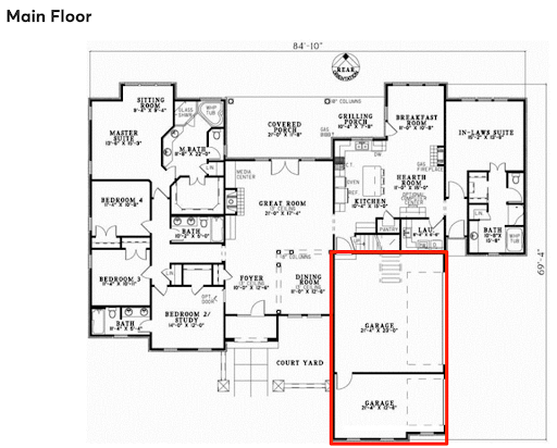 5 Bedrooms house plans: Five bedroom house plan main floor layout with a master suite, great room, and flexible bonus | Monster House Plans