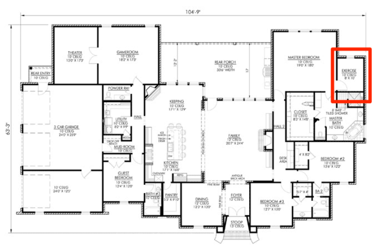 One Story Homes house plans: One story house plan floor layout with split bedrooms and an open living area | Monster House Plans