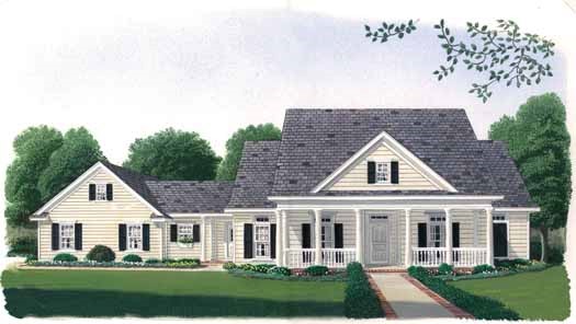 Southern Colonial house plans: Southern Colonial house plan exterior with a columned front porch and dormer windows | Monster House Plans