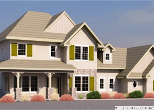 Three Bedrooms house plans: Three bedroom house plan exterior with gabled dormers, shake accents, and a covered entry | Monster House Plans